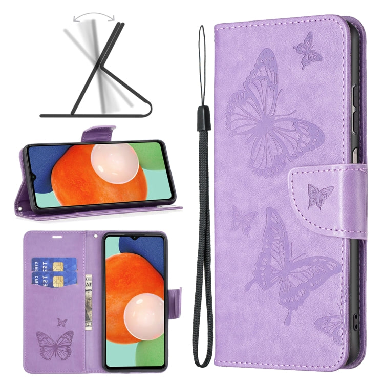 Two Butterflies Embossing Leather Phone Case, For Samsung Galaxy A13 4G, For Samsung Galaxy A33 5G, For Samsung Galaxy A73 5G, For Xiaomi 12