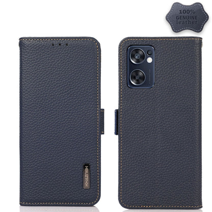KHAZNEH Side-Magnetic Litchi Genuine Leather RFID Phone Case, For OPPO Reno7 SE 5G, For vivo S12 5G / V23, For Xiaomi Redmi Note 11 4G / Note 11S, For Samsung Galaxy A23 5G