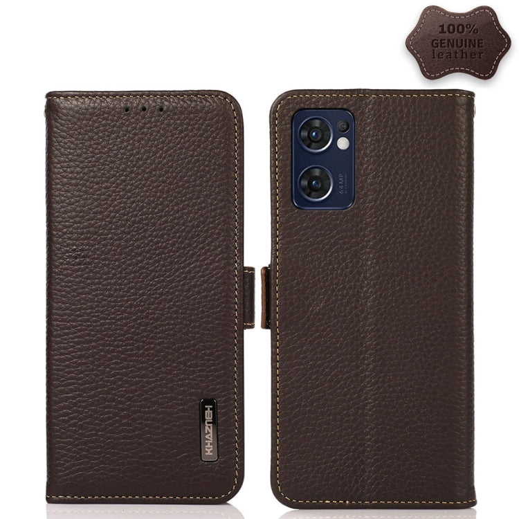 KHAZNEH Side-Magnetic Litchi Genuine Leather RFID Phone Case, For Nokia C20 Plus, For OPPO Realme 9i, For OPPO Reno7 5G / Find X5 Lite, For Xiaomi Redmi Note 11 Pro 5G / 4G Foreign Version, For Xiaomi Redmi Note 11 Pro 5G / 4G                          ...