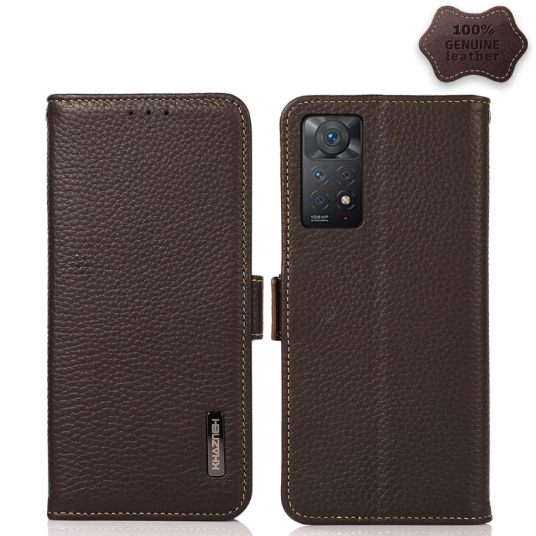 KHAZNEH Side-Magnetic Litchi Genuine Leather RFID Phone Case, For Nokia C20 Plus, For OPPO Realme 9i, For OPPO Reno7 5G / Find X5 Lite, For Xiaomi Redmi Note 11 Pro 5G / 4G Foreign Version, For Xiaomi Redmi Note 11 Pro 5G / 4G                          ...