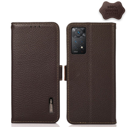 KHAZNEH Side-Magnetic Litchi Genuine Leather RFID Phone Case, For Nokia C20 Plus, For OPPO Realme 9i, For OPPO Reno7 5G / Find X5 Lite, For Xiaomi Redmi Note 11 Pro 5G / 4G Foreign Version, For Xiaomi Redmi Note 11 Pro 5G / 4G                          ...