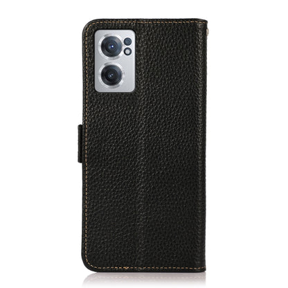 KHAZNEH Side-Magnetic Litchi Genuine Leather RFID Phone Case, For Nokia G21 / G11 4G, For OnePlus Nord CE 2 5G, For OPPO Realme 9 Pro+
