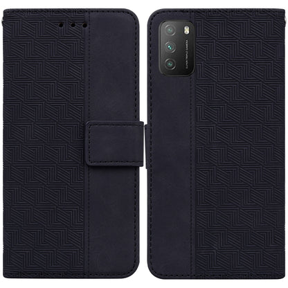 Geometric Embossed Leather Phone Case, For Xiaomi Poco M3 / Redmi 9 Power, For Xiaomi Poco M4 Pro, For Xiaomi Poco X3 NFC / Poco X3, For Xiaomi Poco X4 Pro 5G