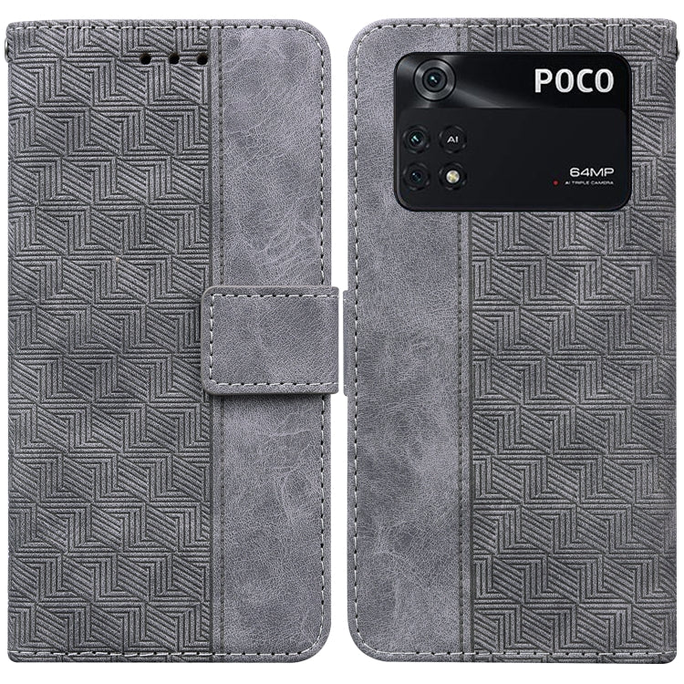 Geometric Embossed Leather Phone Case, For Xiaomi Poco M3 / Redmi 9 Power, For Xiaomi Poco M4 Pro, For Xiaomi Poco X3 NFC / Poco X3, For Xiaomi Poco X4 Pro 5G