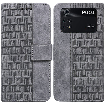 Geometric Embossed Leather Phone Case, For Xiaomi Poco M3 / Redmi 9 Power, For Xiaomi Poco M4 Pro, For Xiaomi Poco X3 NFC / Poco X3, For Xiaomi Poco X4 Pro 5G
