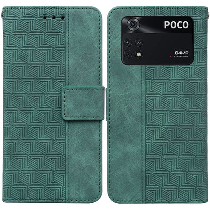 Geometric Embossed Leather Phone Case, For Xiaomi Poco M3 / Redmi 9 Power, For Xiaomi Poco M4 Pro, For Xiaomi Poco X3 NFC / Poco X3, For Xiaomi Poco X4 Pro 5G