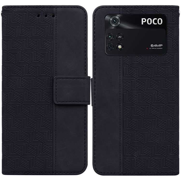 Geometric Embossed Leather Phone Case, For Xiaomi Poco M3 / Redmi 9 Power, For Xiaomi Poco M4 Pro, For Xiaomi Poco X3 NFC / Poco X3, For Xiaomi Poco X4 Pro 5G