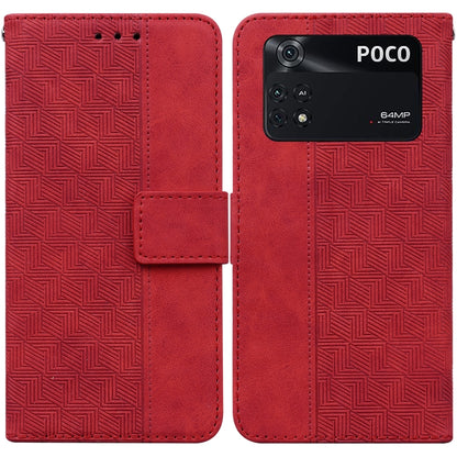 Geometric Embossed Leather Phone Case, For Xiaomi Poco M3 / Redmi 9 Power, For Xiaomi Poco M4 Pro, For Xiaomi Poco X3 NFC / Poco X3, For Xiaomi Poco X4 Pro 5G