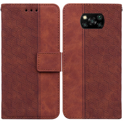 Geometric Embossed Leather Phone Case, For Xiaomi Poco M3 / Redmi 9 Power, For Xiaomi Poco M4 Pro, For Xiaomi Poco X3 NFC / Poco X3, For Xiaomi Poco X4 Pro 5G