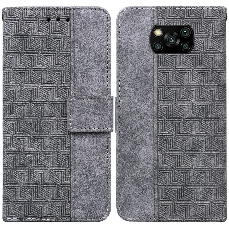Geometric Embossed Leather Phone Case, For Xiaomi Poco M3 / Redmi 9 Power, For Xiaomi Poco M4 Pro, For Xiaomi Poco X3 NFC / Poco X3, For Xiaomi Poco X4 Pro 5G