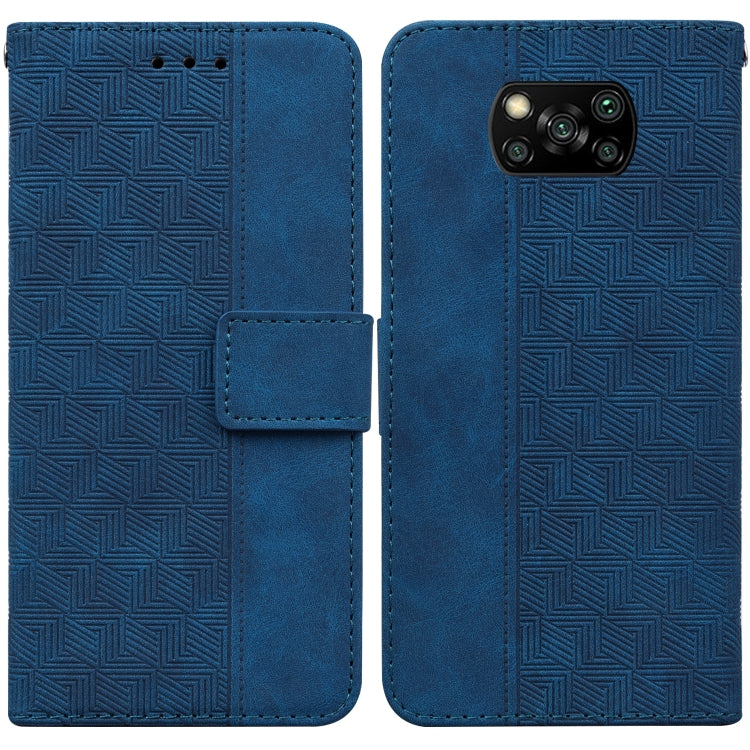 Geometric Embossed Leather Phone Case, For Xiaomi Poco M3 / Redmi 9 Power, For Xiaomi Poco M4 Pro, For Xiaomi Poco X3 NFC / Poco X3, For Xiaomi Poco X4 Pro 5G