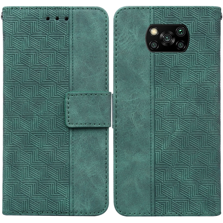Geometric Embossed Leather Phone Case, For Xiaomi Poco M3 / Redmi 9 Power, For Xiaomi Poco M4 Pro, For Xiaomi Poco X3 NFC / Poco X3, For Xiaomi Poco X4 Pro 5G