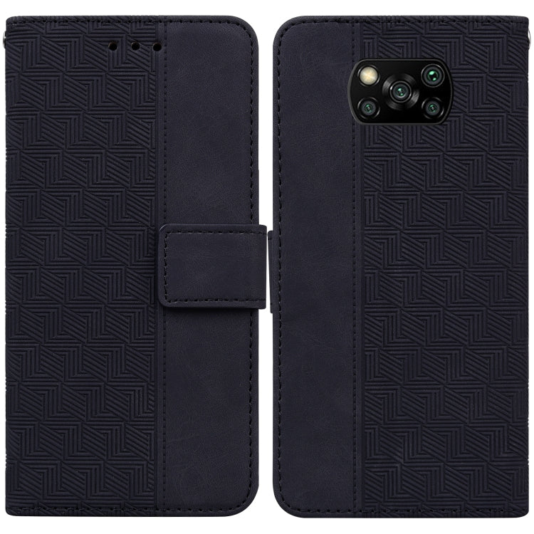 Geometric Embossed Leather Phone Case, For Xiaomi Poco M3 / Redmi 9 Power, For Xiaomi Poco M4 Pro, For Xiaomi Poco X3 NFC / Poco X3, For Xiaomi Poco X4 Pro 5G