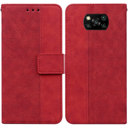 Geometric Embossed Leather Phone Case, For Xiaomi Poco M3 / Redmi 9 Power, For Xiaomi Poco M4 Pro, For Xiaomi Poco X3 NFC / Poco X3, For Xiaomi Poco X4 Pro 5G