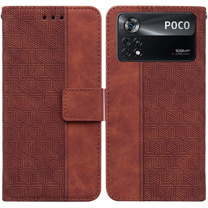 Geometric Embossed Leather Phone Case, For Xiaomi Poco M3 / Redmi 9 Power, For Xiaomi Poco M4 Pro, For Xiaomi Poco X3 NFC / Poco X3, For Xiaomi Poco X4 Pro 5G
