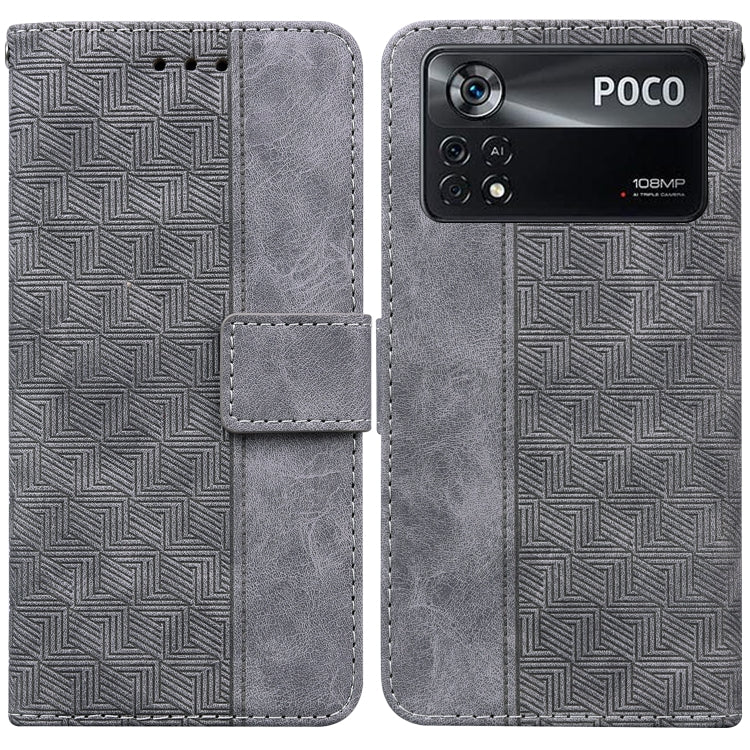 Geometric Embossed Leather Phone Case, For Xiaomi Poco M3 / Redmi 9 Power, For Xiaomi Poco M4 Pro, For Xiaomi Poco X3 NFC / Poco X3, For Xiaomi Poco X4 Pro 5G