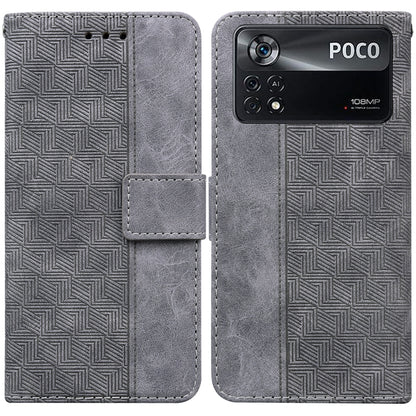 Geometric Embossed Leather Phone Case, For Xiaomi Poco M3 / Redmi 9 Power, For Xiaomi Poco M4 Pro, For Xiaomi Poco X3 NFC / Poco X3, For Xiaomi Poco X4 Pro 5G