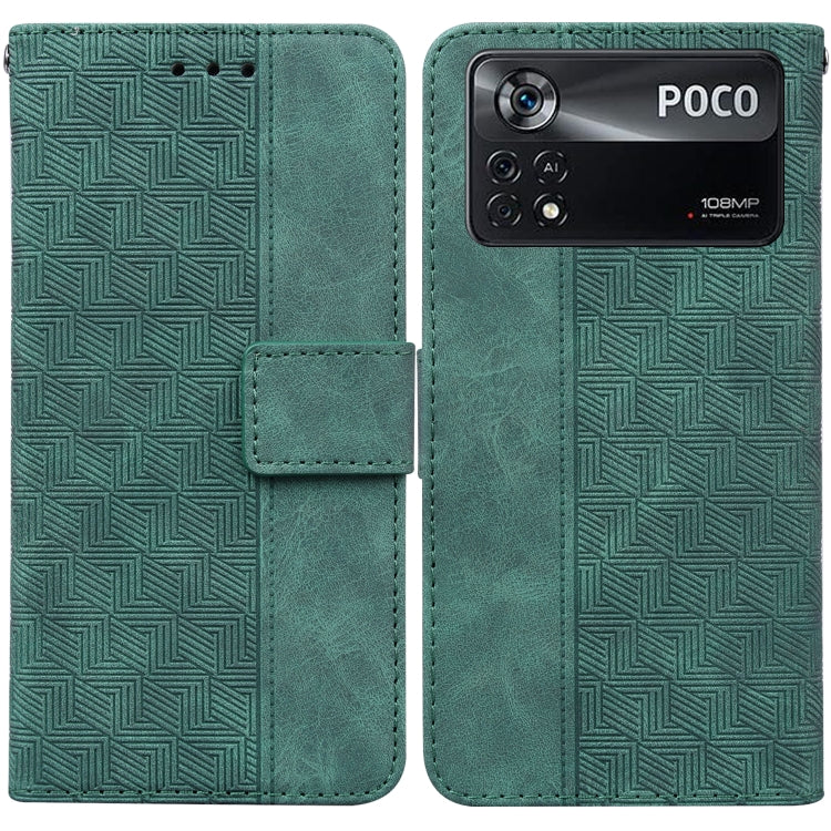 Geometric Embossed Leather Phone Case, For Xiaomi Poco M3 / Redmi 9 Power, For Xiaomi Poco M4 Pro, For Xiaomi Poco X3 NFC / Poco X3, For Xiaomi Poco X4 Pro 5G