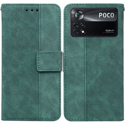 Geometric Embossed Leather Phone Case, For Xiaomi Poco M3 / Redmi 9 Power, For Xiaomi Poco M4 Pro, For Xiaomi Poco X3 NFC / Poco X3, For Xiaomi Poco X4 Pro 5G