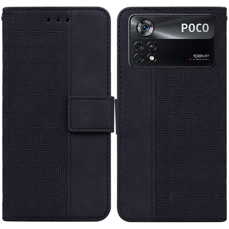 Geometric Embossed Leather Phone Case, For Xiaomi Poco M3 / Redmi 9 Power, For Xiaomi Poco M4 Pro, For Xiaomi Poco X3 NFC / Poco X3, For Xiaomi Poco X4 Pro 5G
