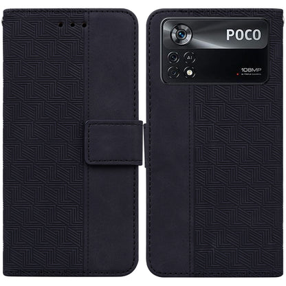 Geometric Embossed Leather Phone Case, For Xiaomi Poco M3 / Redmi 9 Power, For Xiaomi Poco M4 Pro, For Xiaomi Poco X3 NFC / Poco X3, For Xiaomi Poco X4 Pro 5G