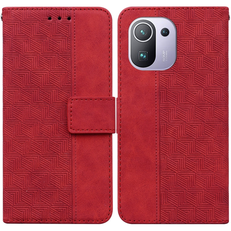 Geometric Embossed Leather Phone Case, For Xiaomi Redmi K40S, For Xiaomi Mi 11, For Xiaomi Mi 11 Pro, For Xiaomi Mi 11T / 11T Pro