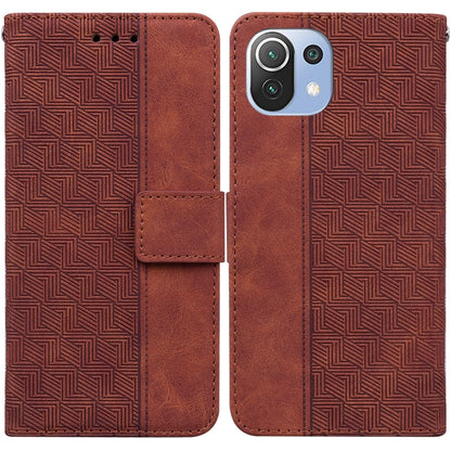 Geometric Embossed Leather Phone Case, For Xiaomi Mi 11 Lite 5G / 4G