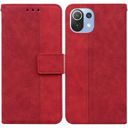 Geometric Embossed Leather Phone Case, For Xiaomi Mi 11 Lite 5G / 4G