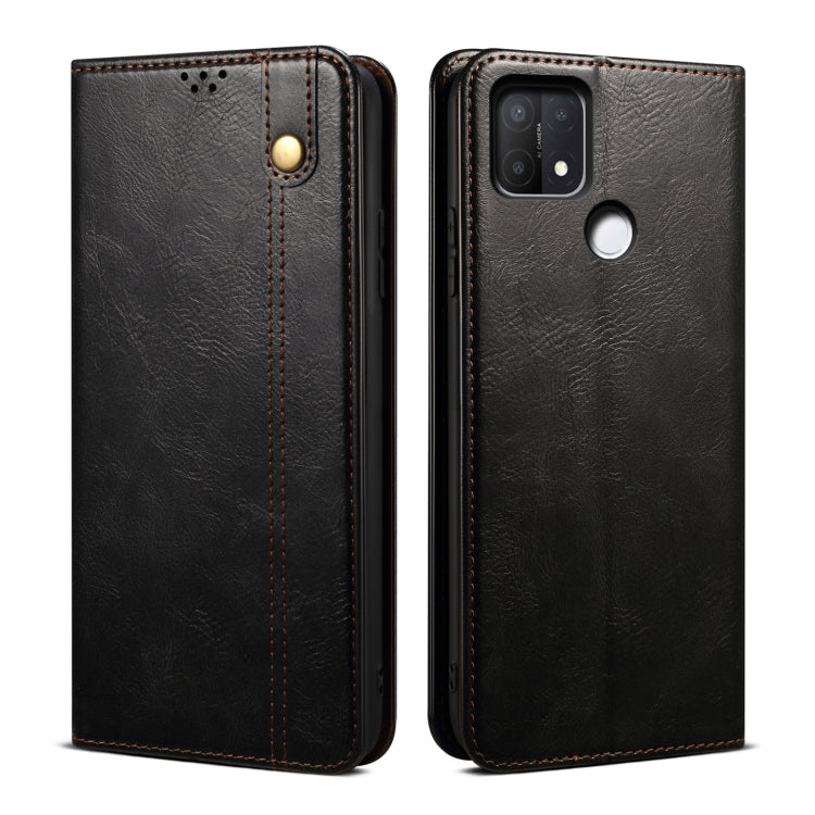 Simple Wax Crazy Horse Texture Horizontal Flip Leather Phone Case with Card Slots & Holder, For OPPO A35 / A15 / A15S, For OPPO Realme C35, For OPPO Realme Q3T / K9S / Realme Q3s, For OPPO Realme 9 Pro, For OPPO Realme 9 Pro+