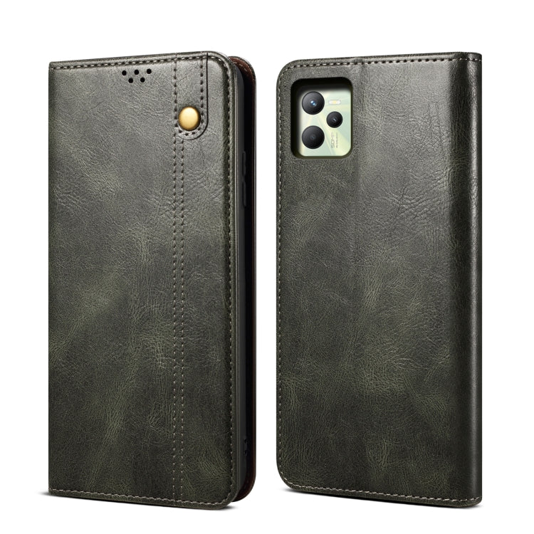 Simple Wax Crazy Horse Texture Horizontal Flip Leather Phone Case with Card Slots & Holder, For OPPO A35 / A15 / A15S, For OPPO Realme C35, For OPPO Realme Q3T / K9S / Realme Q3s, For OPPO Realme 9 Pro, For OPPO Realme 9 Pro+