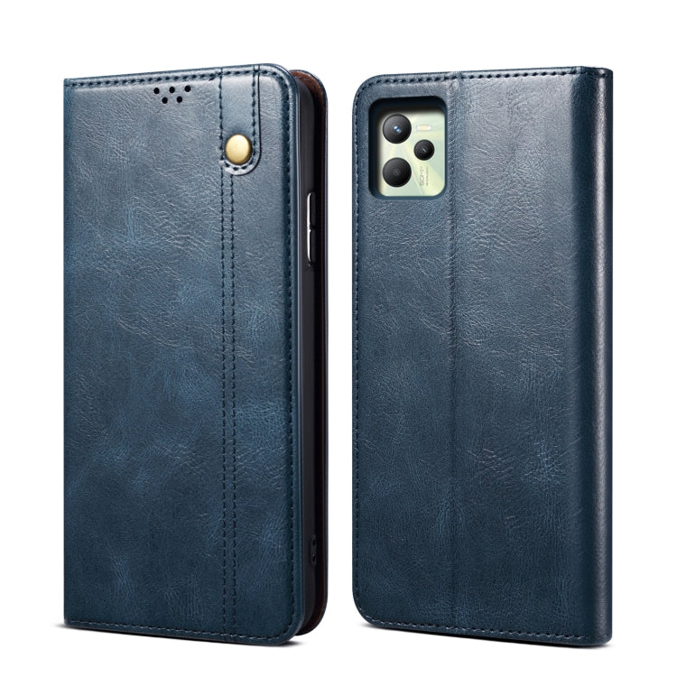 Simple Wax Crazy Horse Texture Horizontal Flip Leather Phone Case with Card Slots & Holder, For OPPO A35 / A15 / A15S, For OPPO Realme C35, For OPPO Realme Q3T / K9S / Realme Q3s, For OPPO Realme 9 Pro, For OPPO Realme 9 Pro+