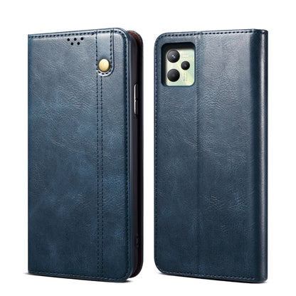 Simple Wax Crazy Horse Texture Horizontal Flip Leather Phone Case with Card Slots & Holder, For OPPO A35 / A15 / A15S, For OPPO Realme C35, For OPPO Realme Q3T / K9S / Realme Q3s, For OPPO Realme 9 Pro, For OPPO Realme 9 Pro+