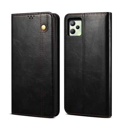 Simple Wax Crazy Horse Texture Horizontal Flip Leather Phone Case with Card Slots & Holder, For OPPO A35 / A15 / A15S, For OPPO Realme C35, For OPPO Realme Q3T / K9S / Realme Q3s, For OPPO Realme 9 Pro, For OPPO Realme 9 Pro+