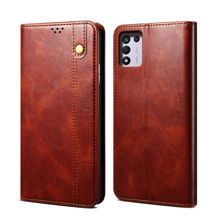 Simple Wax Crazy Horse Texture Horizontal Flip Leather Phone Case with Card Slots & Holder, For OPPO A35 / A15 / A15S, For OPPO Realme C35, For OPPO Realme Q3T / K9S / Realme Q3s, For OPPO Realme 9 Pro, For OPPO Realme 9 Pro+