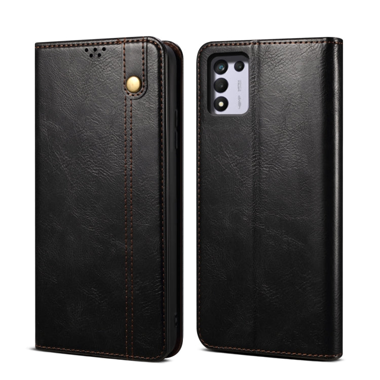 Simple Wax Crazy Horse Texture Horizontal Flip Leather Phone Case with Card Slots & Holder, For OPPO A35 / A15 / A15S, For OPPO Realme C35, For OPPO Realme Q3T / K9S / Realme Q3s, For OPPO Realme 9 Pro, For OPPO Realme 9 Pro+