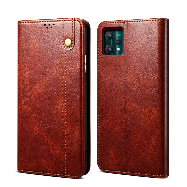Simple Wax Crazy Horse Texture Horizontal Flip Leather Phone Case with Card Slots & Holder, For OPPO A35 / A15 / A15S, For OPPO Realme C35, For OPPO Realme Q3T / K9S / Realme Q3s, For OPPO Realme 9 Pro, For OPPO Realme 9 Pro+