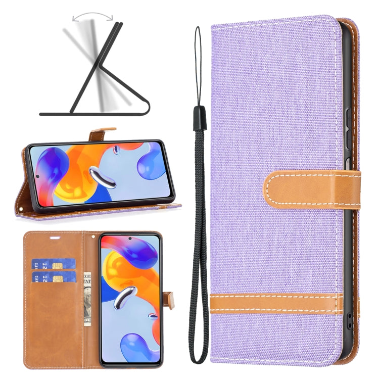 Color Matching Denim Texture Leather Phone Case, For Xiaomi Redmi Note 11 Pro International Version