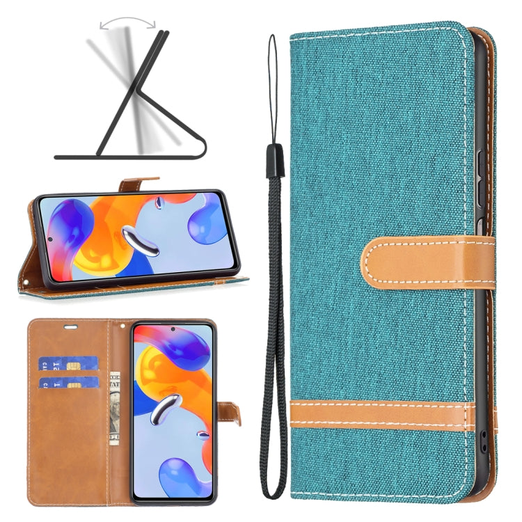 Color Matching Denim Texture Leather Phone Case, For Xiaomi Redmi Note 11 Pro International Version