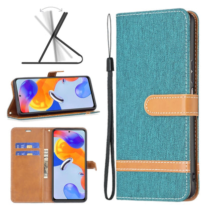 Color Matching Denim Texture Leather Phone Case, For Xiaomi Redmi Note 11 Pro International Version