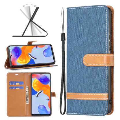 Color Matching Denim Texture Leather Phone Case, For Xiaomi Redmi Note 11 Pro International Version