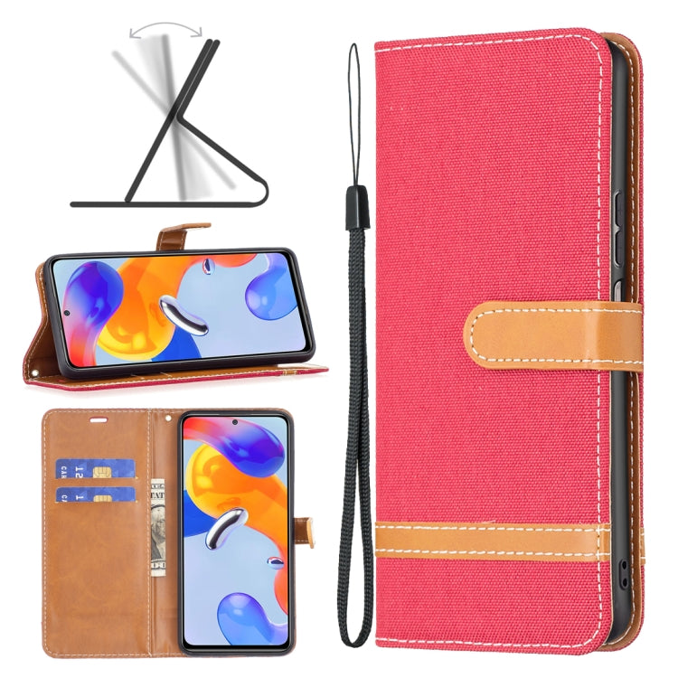 Color Matching Denim Texture Leather Phone Case, For Xiaomi Redmi Note 11 Pro International Version
