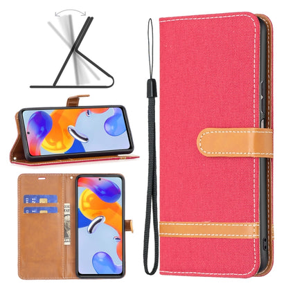 Color Matching Denim Texture Leather Phone Case, For Xiaomi Redmi Note 11 Pro International Version