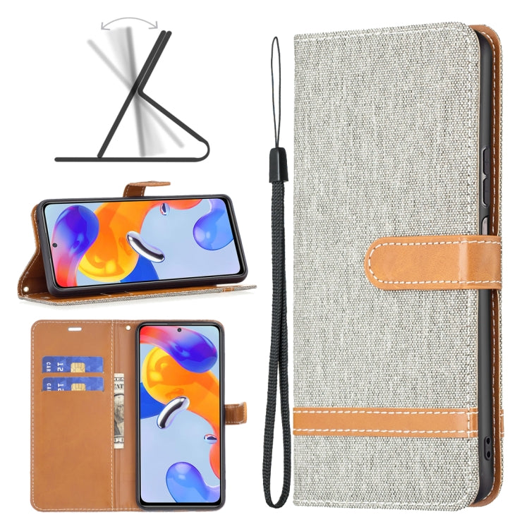 Color Matching Denim Texture Leather Phone Case, For Xiaomi Redmi Note 11 Pro International Version