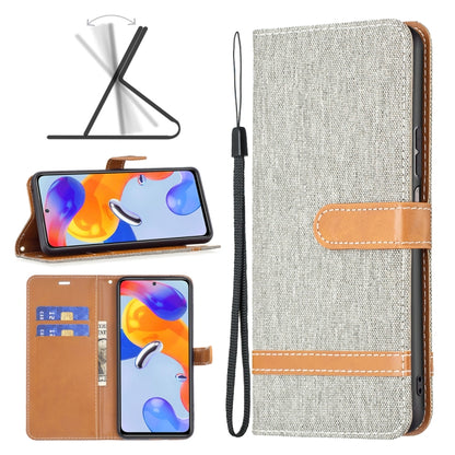 Color Matching Denim Texture Leather Phone Case, For Xiaomi Redmi Note 11 Pro International Version