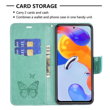 Two Butterflies Embossing Leather Phone Case, For Xiaomi Redmi Note 11 Pro International Version