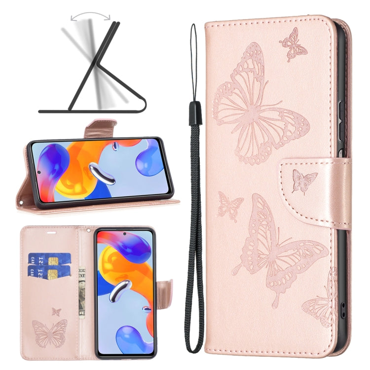 Two Butterflies Embossing Leather Phone Case, For Xiaomi Redmi Note 11 Pro International Version