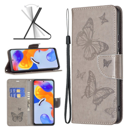 Two Butterflies Embossing Leather Phone Case, For Xiaomi Redmi Note 11 Pro International Version