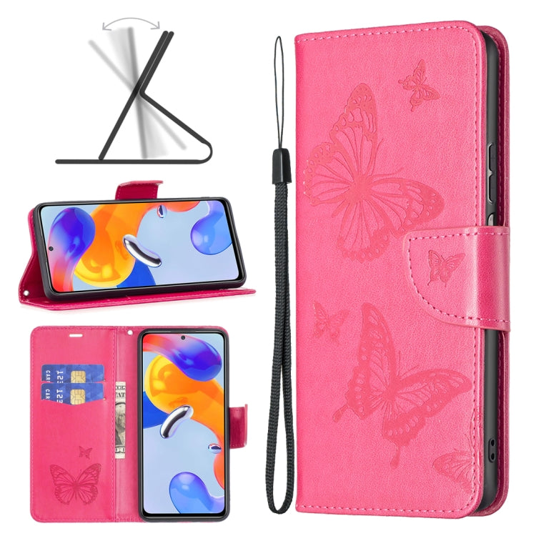 Two Butterflies Embossing Leather Phone Case, For Xiaomi Redmi Note 11 Pro International Version
