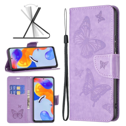 Two Butterflies Embossing Leather Phone Case, For Xiaomi Redmi Note 11 Pro International Version