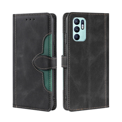 Skin Feel Straw Hat Magnetic Buckle Leather Phone Case, For OPPO Reno5 Pro+ 5G / Find X3 Neo, For OPPO Reno5 A, For OPPO Reno6, For OPPO Reno6 4G, For OPPO Reno6 Pro, For OPPO Reno6 Pro+